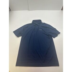 Under Armour Polo Shirt Mens Medium‎ Blue Striped The Playoff